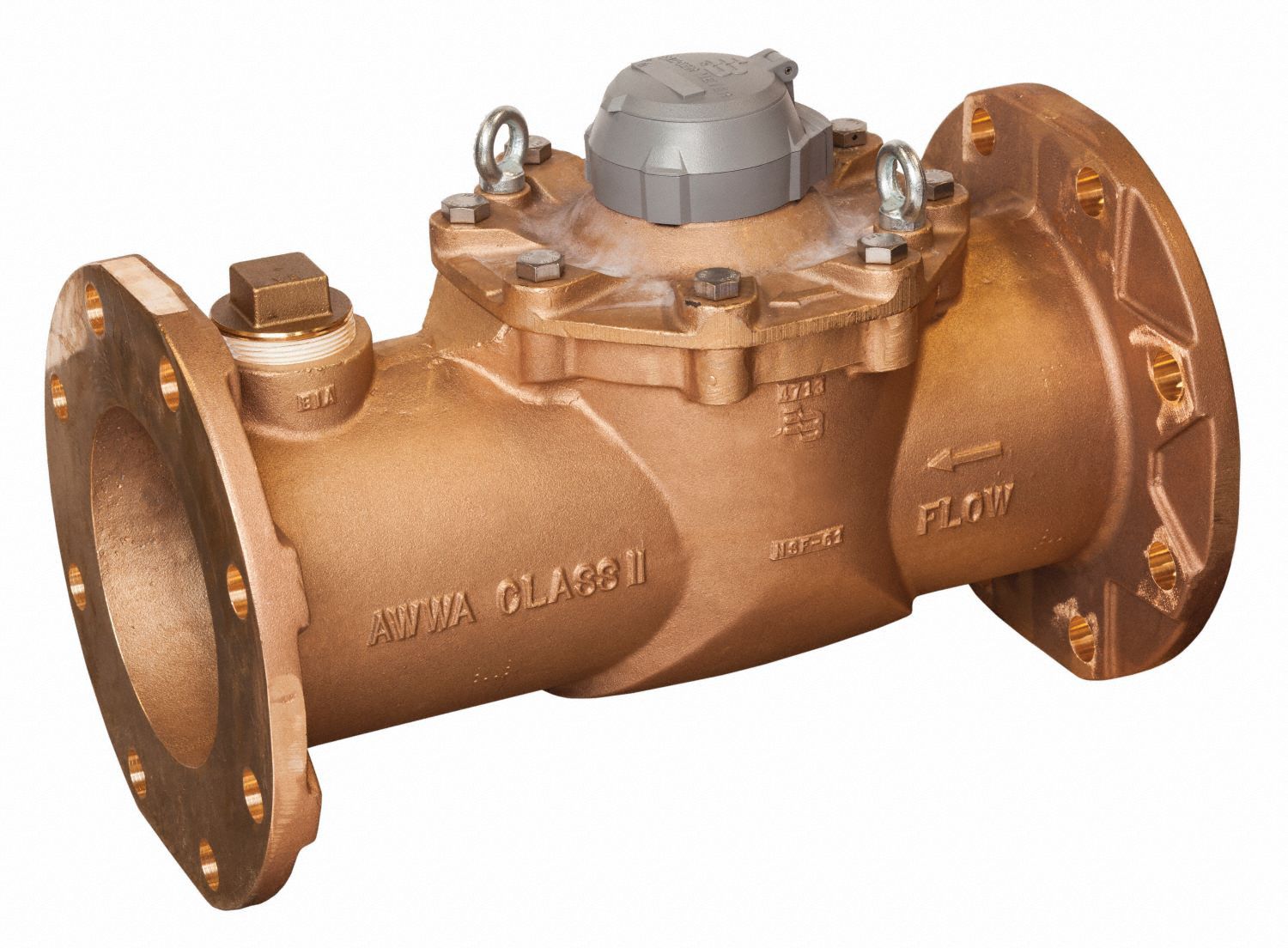 BADGER, Flow Meter, Water, LeadFree Bronze Turbine Flow Meter 803FF4