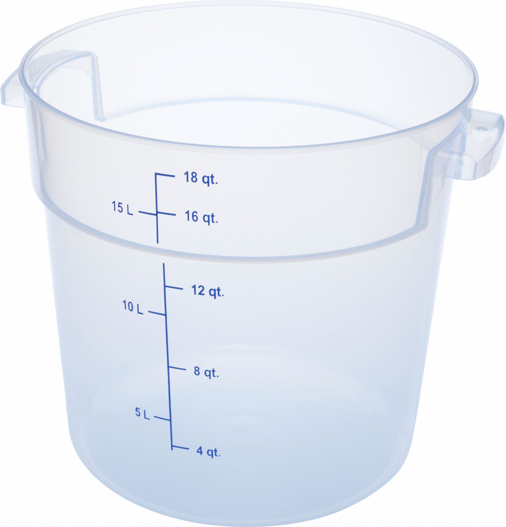 Food Storage Container: 18 qt Capacity, Clear Body, Graduated, Polypropylene, NSF Certified