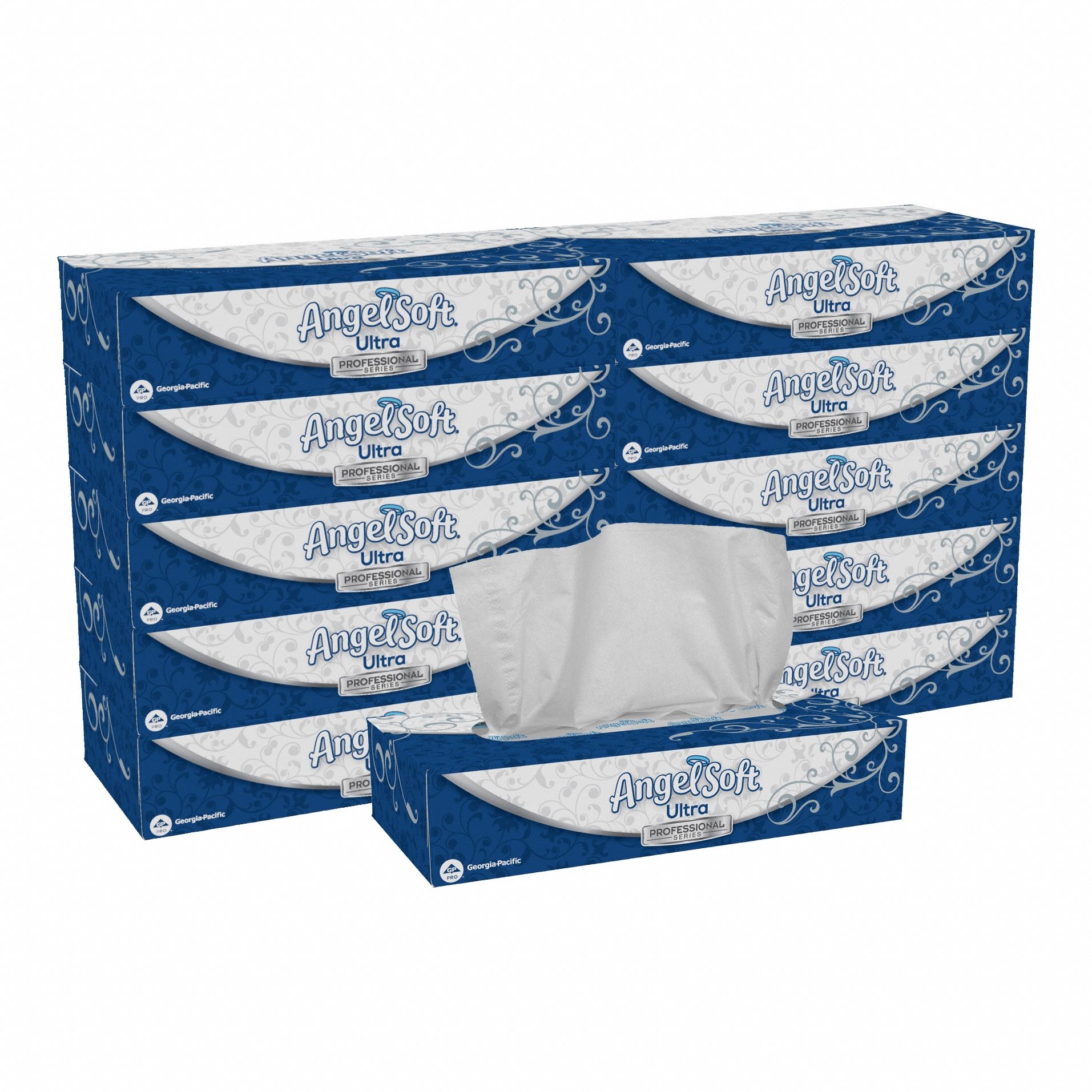 Facial Tissue: Flat, Angel Soft Ultra Professional Series®, 125 Sheets, 2 Ply, 10 PK