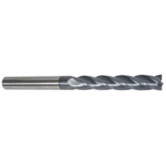 Extra Long End Mill,Plain Shank,3/4 - Grainger