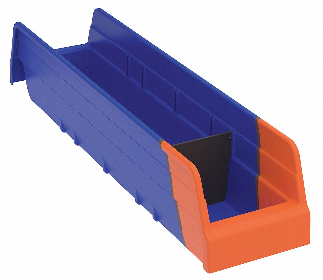 Indicator Bin,17-7/8Lx4Hx4-1/8W,Blue/Org