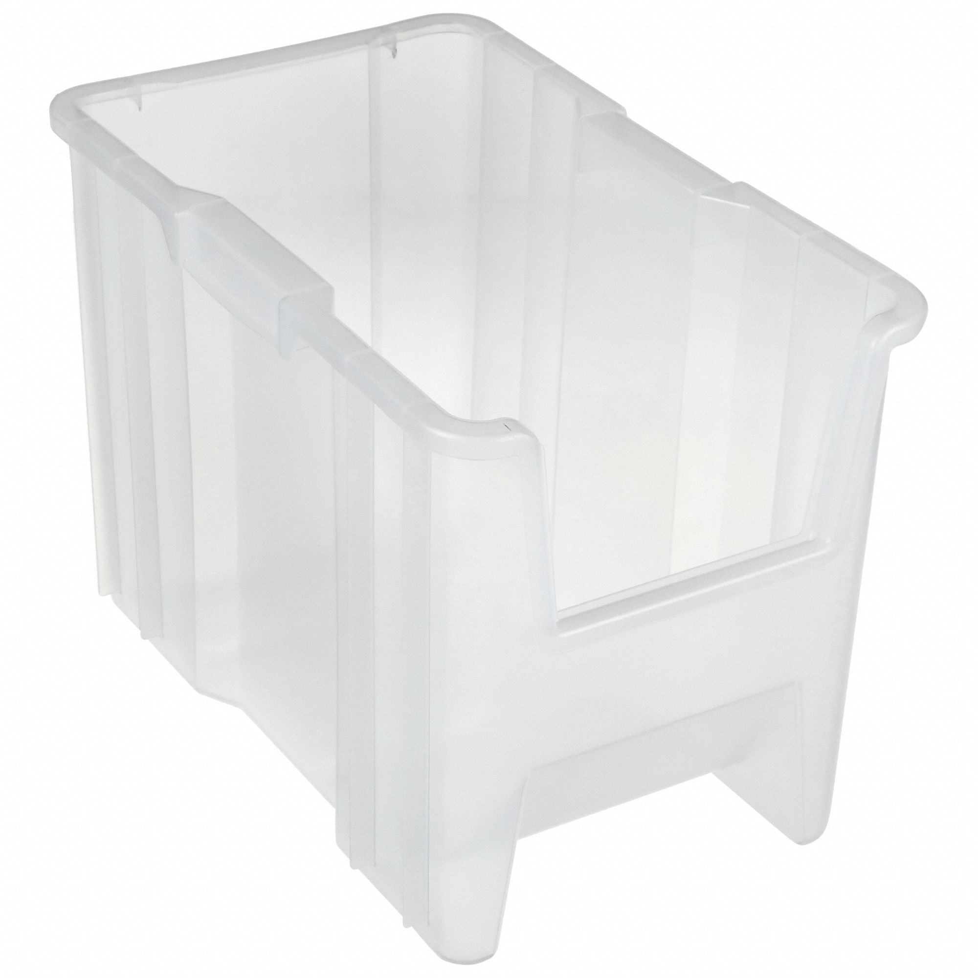 Stacking Bin: 10 7/8 in x 17 1/2 in x 12 1/2 in, Clear, 75 lb Load Capacity, 13014SCLAR