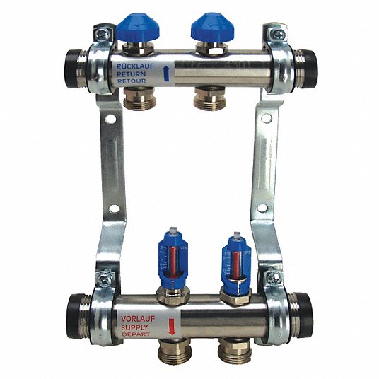 Flowmeter Manifold: 1 Inlets, 2 Outlets, 1 in Inlet Size, 1 in Outlet Size