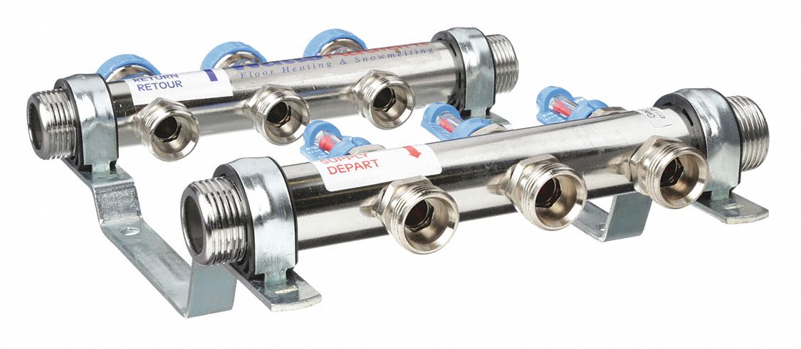 Pipe Manifold Fitting: MBSPP x MBSPP, Stainless Steel, 1 in MBSPP, 1 in MBSPP