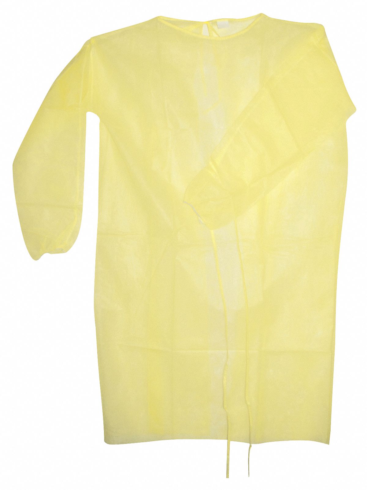 Barrier Isolation Gown: Elastic, Open-Back Back, Spunbond Polypropylene, Yellow, XL, 50 PK