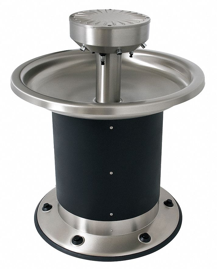 Wash Fountain: Acorn Wash-Ware®, Black/Silver, Stainless Steel, Circular,  38 1/4 in Overall Wd