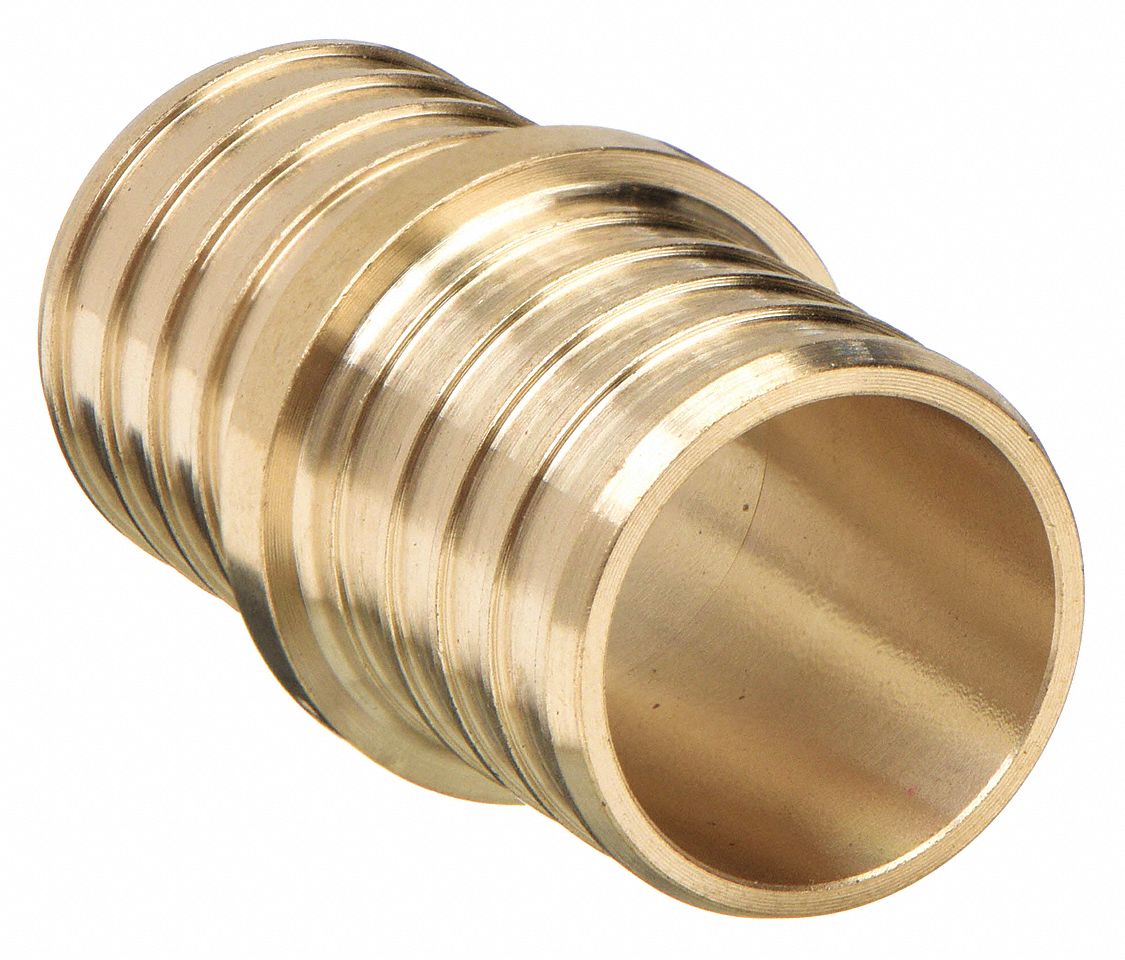 COUPLING: BRASS, BARBED X BARBED, FOR ½ IN X ½ IN TUBE ID, 1⅜ IN L, ½ IN X ½ IN