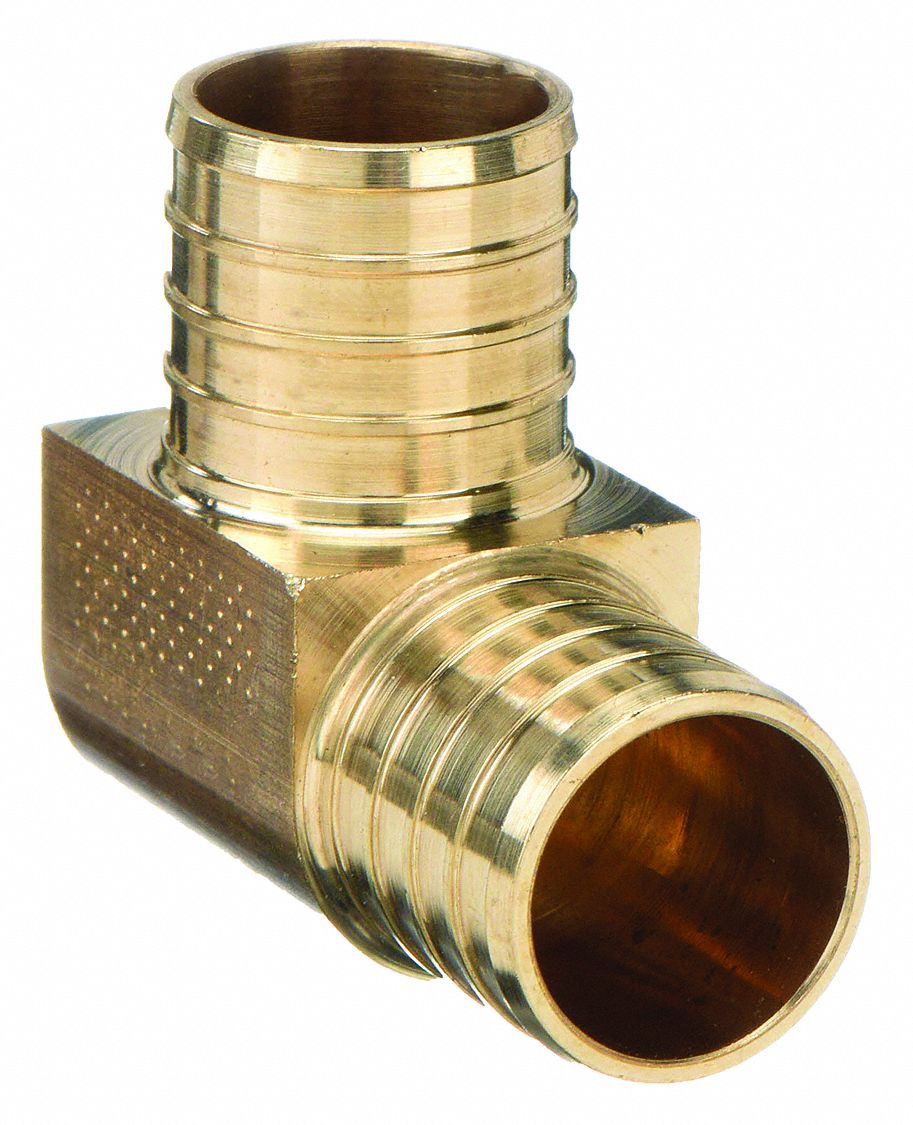 ELBOW, 90 ° : BRASS, BARBED X BARBED, FOR 1¼ IN X 1¼ IN TUBE ID, 2 15/32 IN OVERALL LG