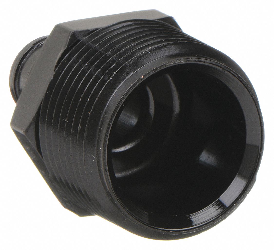 Barbed Fitting Adapter: 1/2 in ID x 3/4 in Pipe Size, Barbed x MNPT, Polymer, Crimp