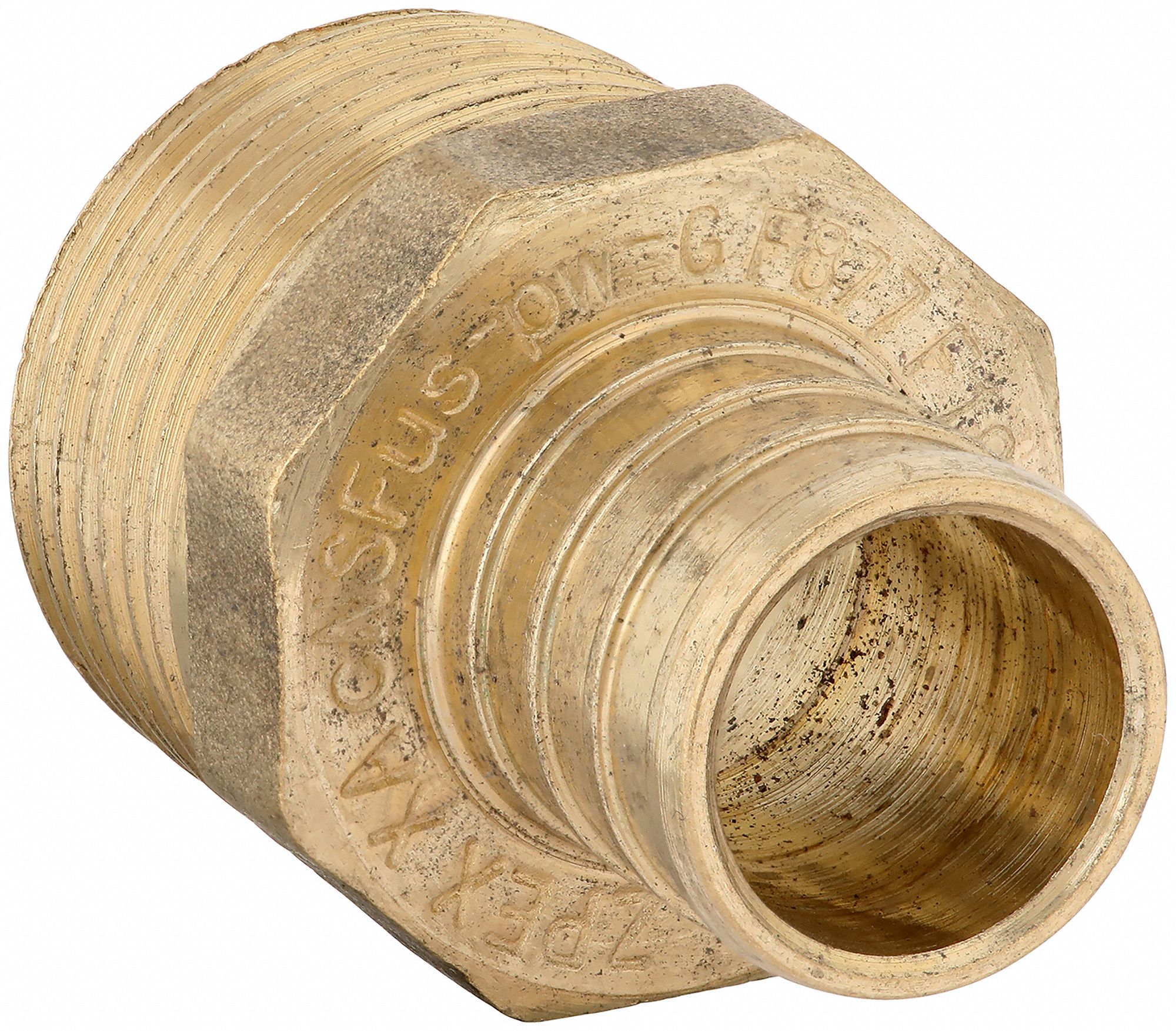PEX AND PIPE ADAPTER: BRASS, BARBED X MNPT, FOR ½ IN TUBE ID, ½ IN PIPE, ½ IN X ½ IN