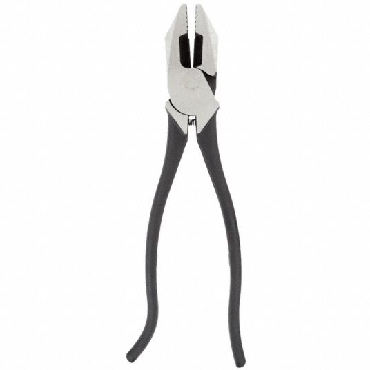 Iron Workers Plier: Flat, 9 1/4 in Overall Lg, 1 5/8 in Jaw Lg, 1 1/4 in  Jaw Wd, 5/8 in Jaw Thick