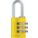 COMBINATION PADLOCK, RESETTABLE, 3-DIAL, YELLOW, 3/4 IN WIDTH, ALUMINUM/STEEL