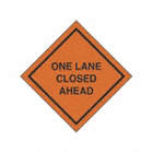 CONSTRUCTION SIGN, ONE LANE CLOSED, ROLL UP, LIGHTWEIGHT FABRIC, BLACK, 36 X 36 IN, MESH VINYL