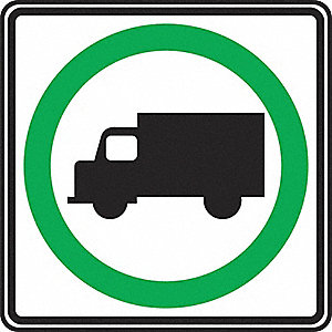 HEAVY TRUCKS PERMITTED TRAFFIC SIGN, REFLECTIVE/ENGINEER-GRADE, 24 X 24 IN, ALUMINUM