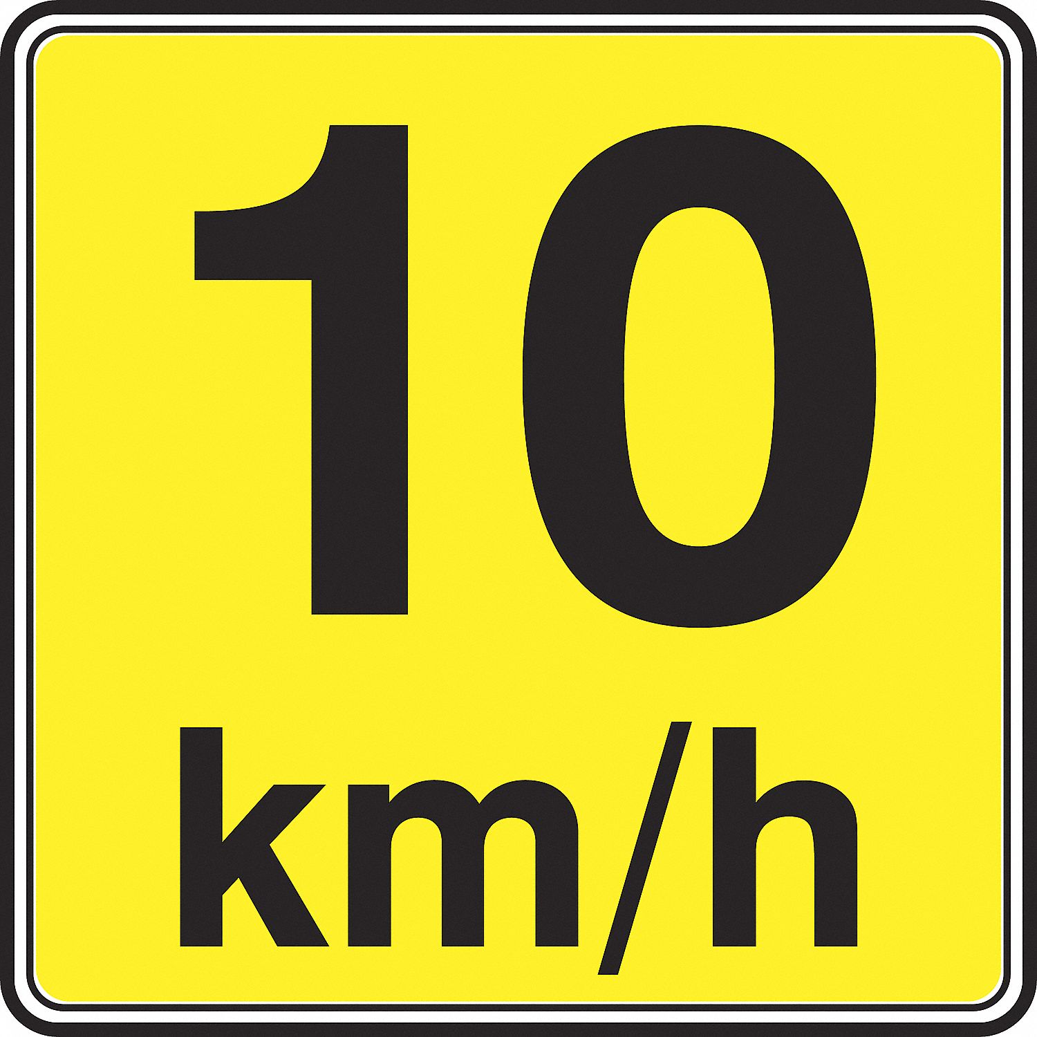 Accuform Signs Warning Advised Speed 10 Km H Sign Canadian Specific High Intensity Yellow Black 24 X 24 In Road Construction Parking And Traffic Signs Acffrwhp Frwhp Grainger Canada