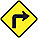 RIGHT TURN AHEAD SIGN, REFLECTIVE/ENGINEER-GRADE YELLOW/BLACK, 24 X 24 IN, ALUMINUM