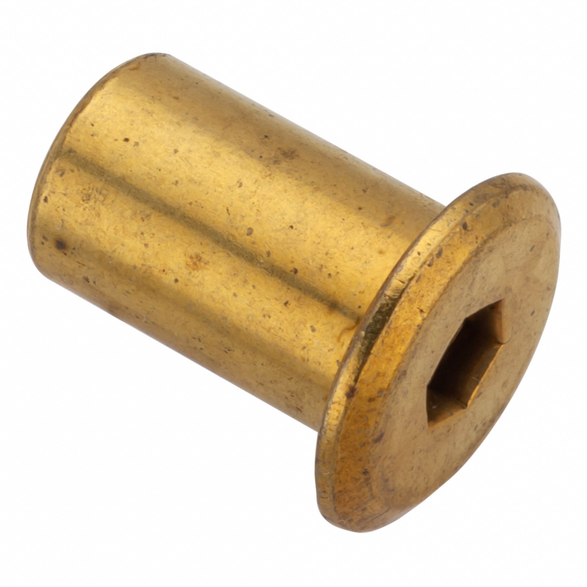 CONNECTOR NUT, STEEL, BRASS PLATED, 5/16"-18 X 17 MM