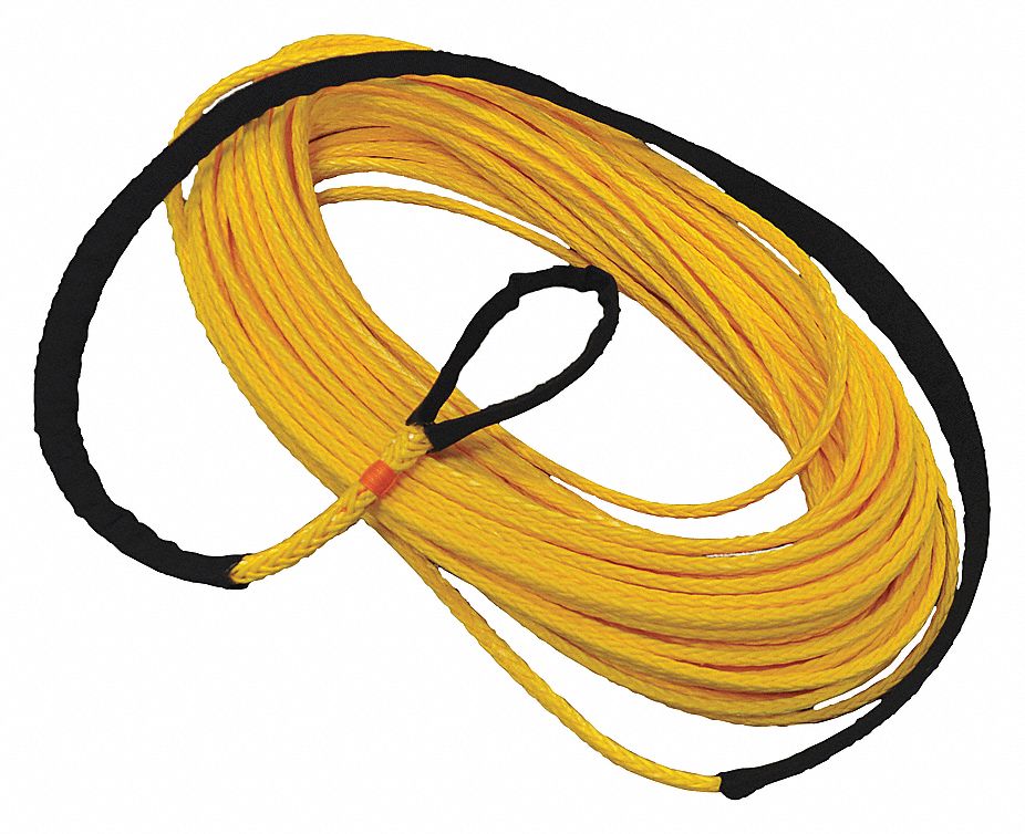 WINCH ROPE, HIGH-TENACITY, 12 STRAND, BRAID, NEON YELLOW, 150 FT, 5/16 IN DIA, HDPE