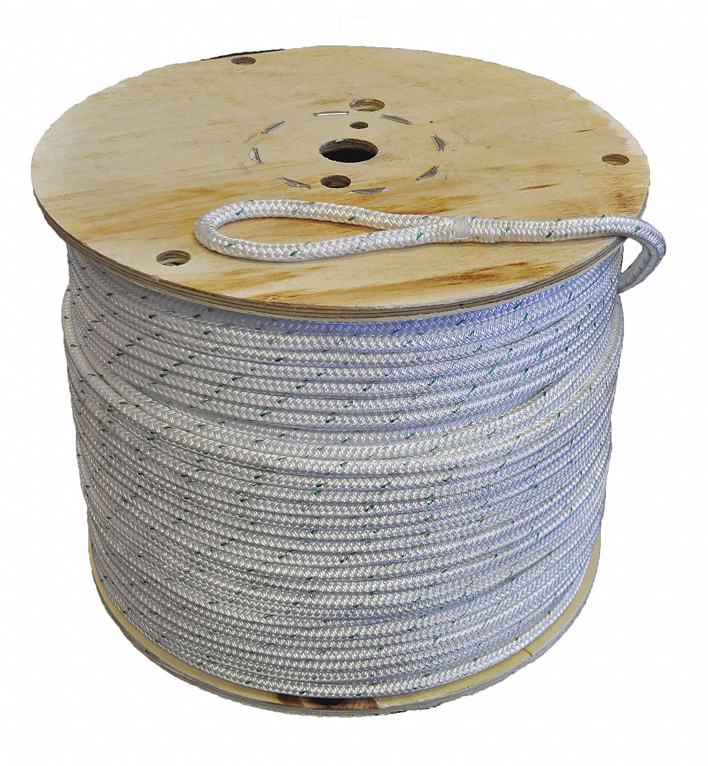 All Gear Pulling Rope, Double Braid, 9500 Lb Tensile Strength, White W Green, 600 Ft, 1/2 In Dia, Nylon/poly Model: AGDBC12600