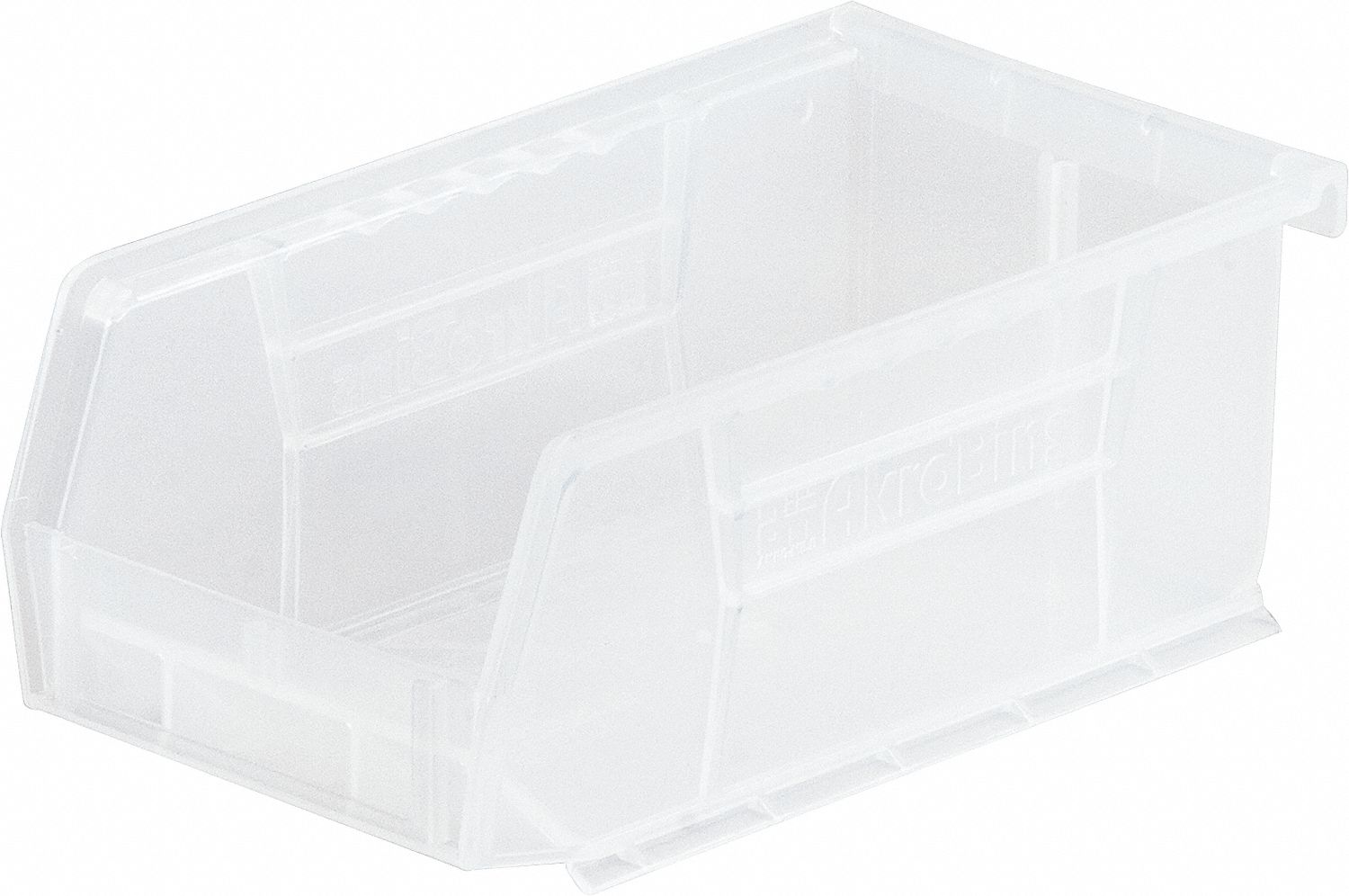 HANG AND STACK BIN, 8¼ IN X 14¾ IN X 7 IN, CLEAR, LABEL HOLDERS, 60 LB LOAD CAPACITY