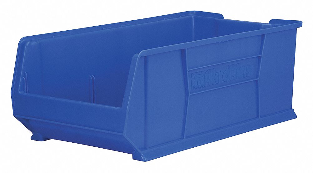SUPER SIZE BIN, 29⅞ IN OVERALL L, 16½ IN X 11 IN, BLUE, STACKABLE