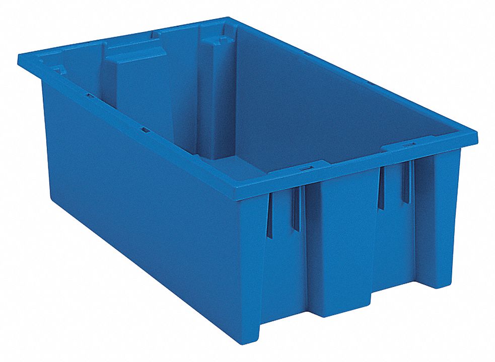 STACK AND NEST CONTAINER, 3.7 GAL, 18 IN X 11 IN X 6 IN, BLUE, 225 LB STACK CAPACITY