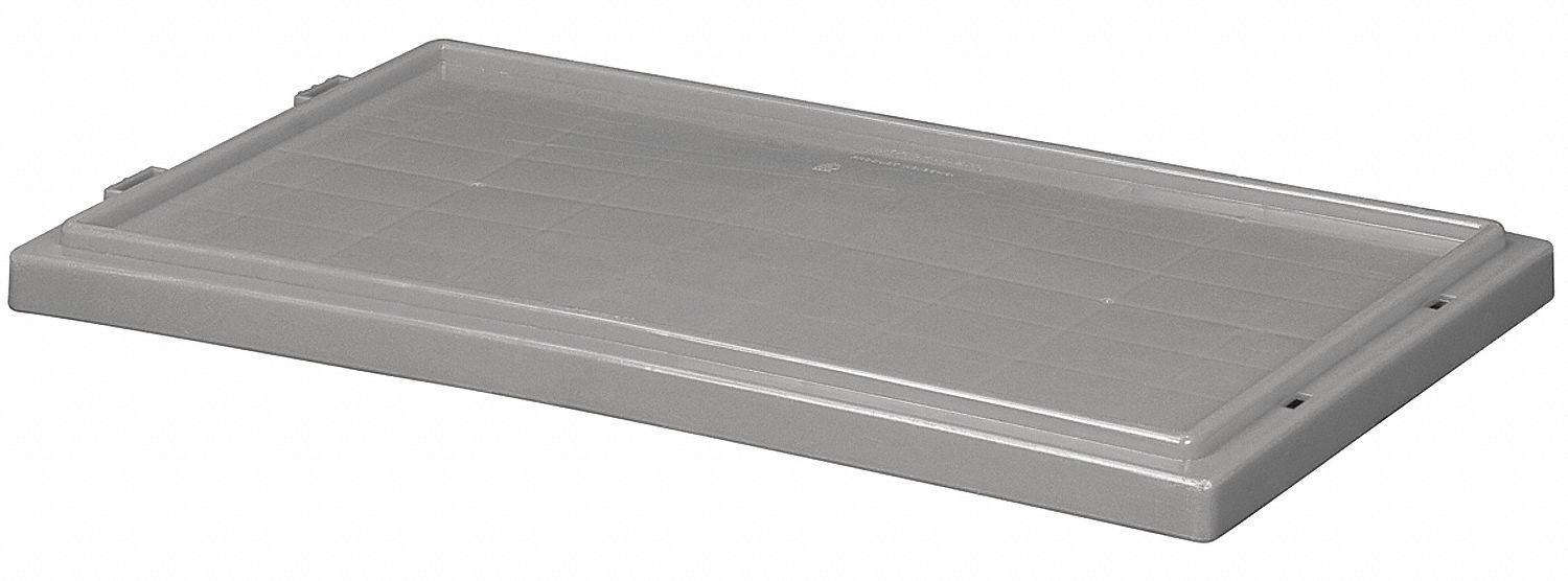 TOTE LID, 19½ IN X 15½ IN, GREY, NESTING/STACKABLE