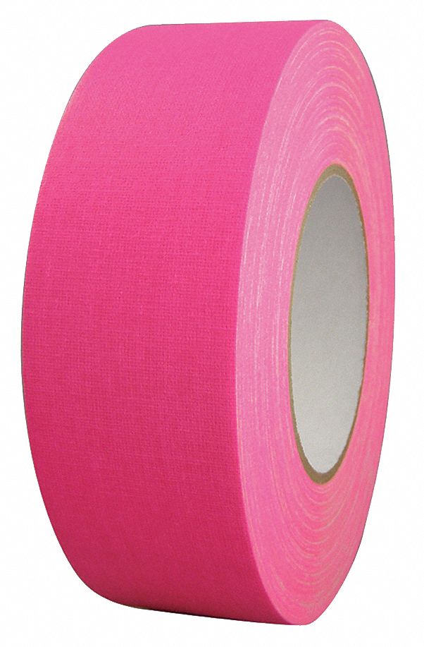 GAFFER'S TAPE, FLUORESCENT PINK, 1⅞ IN X 49 YD, 11.5 MIL, VINYL COATED CLOTH BACKING