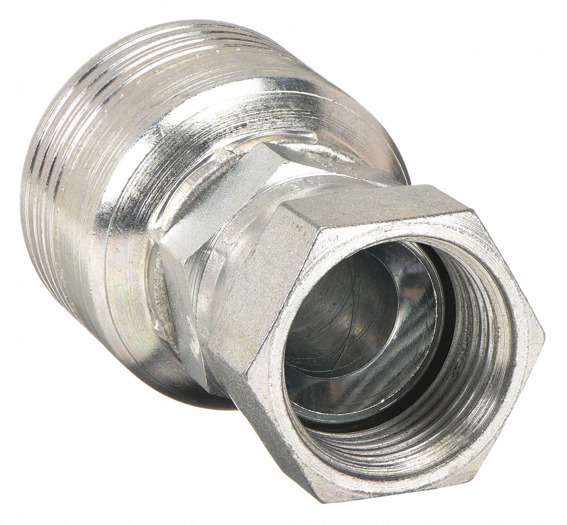 Hydraulic Crimp Fitting: Steel x Steel, Straight, -10 For Hose Dash Size, JIC x Crimp