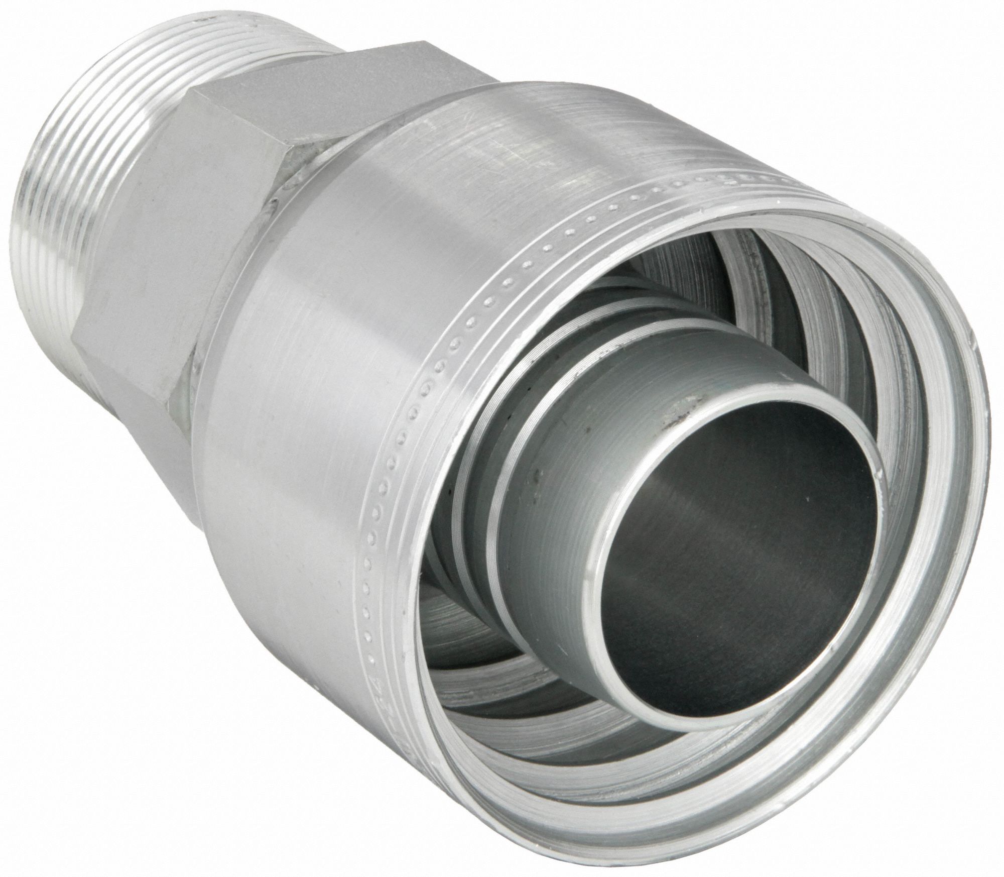 Hydraulic Crimp Fitting: Steel x Steel, Straight, -10 For Hose Dash Size, Male x Genderless