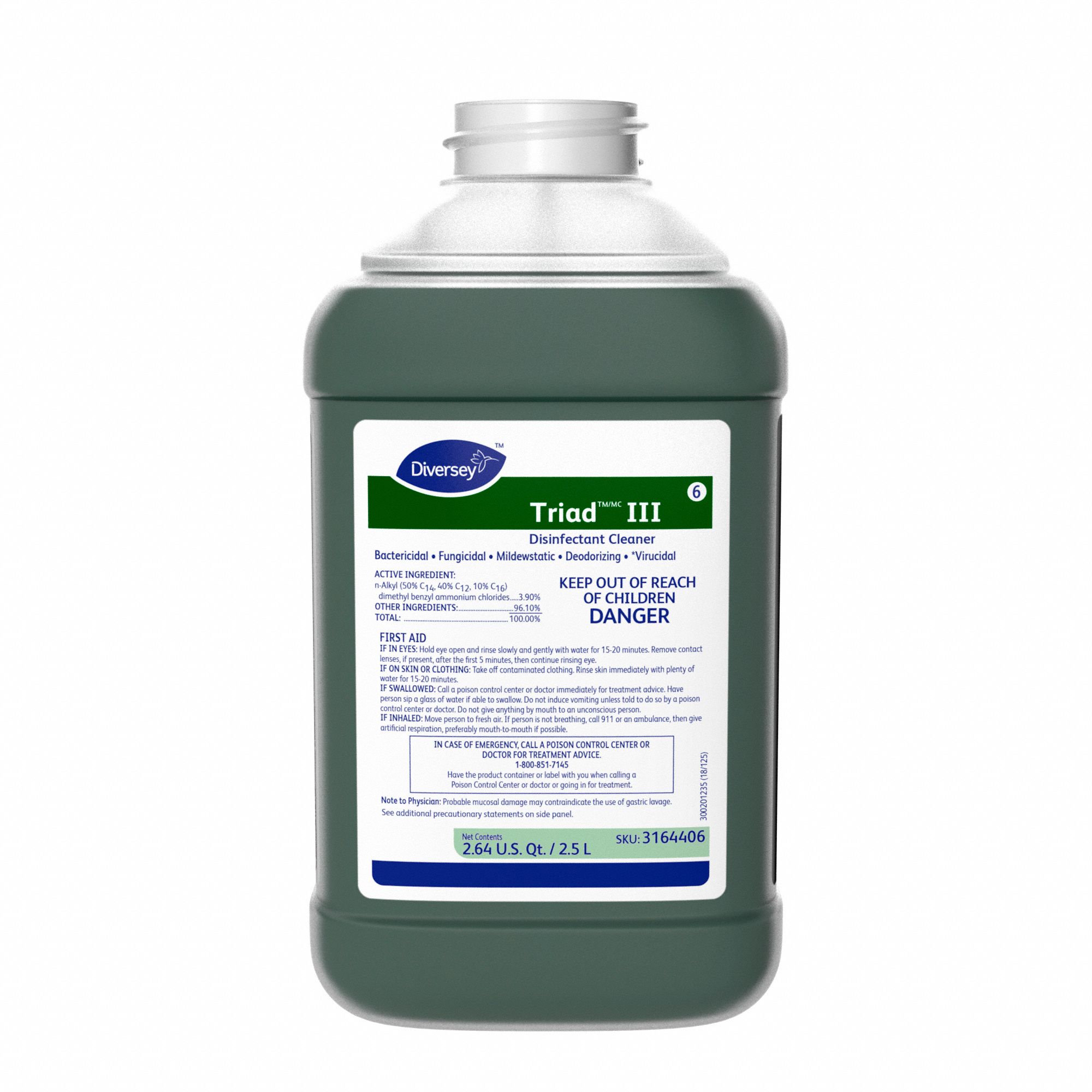 DIVERSEY Cleaner and Disinfectant Concentrate Triad, 6, Fits JFill