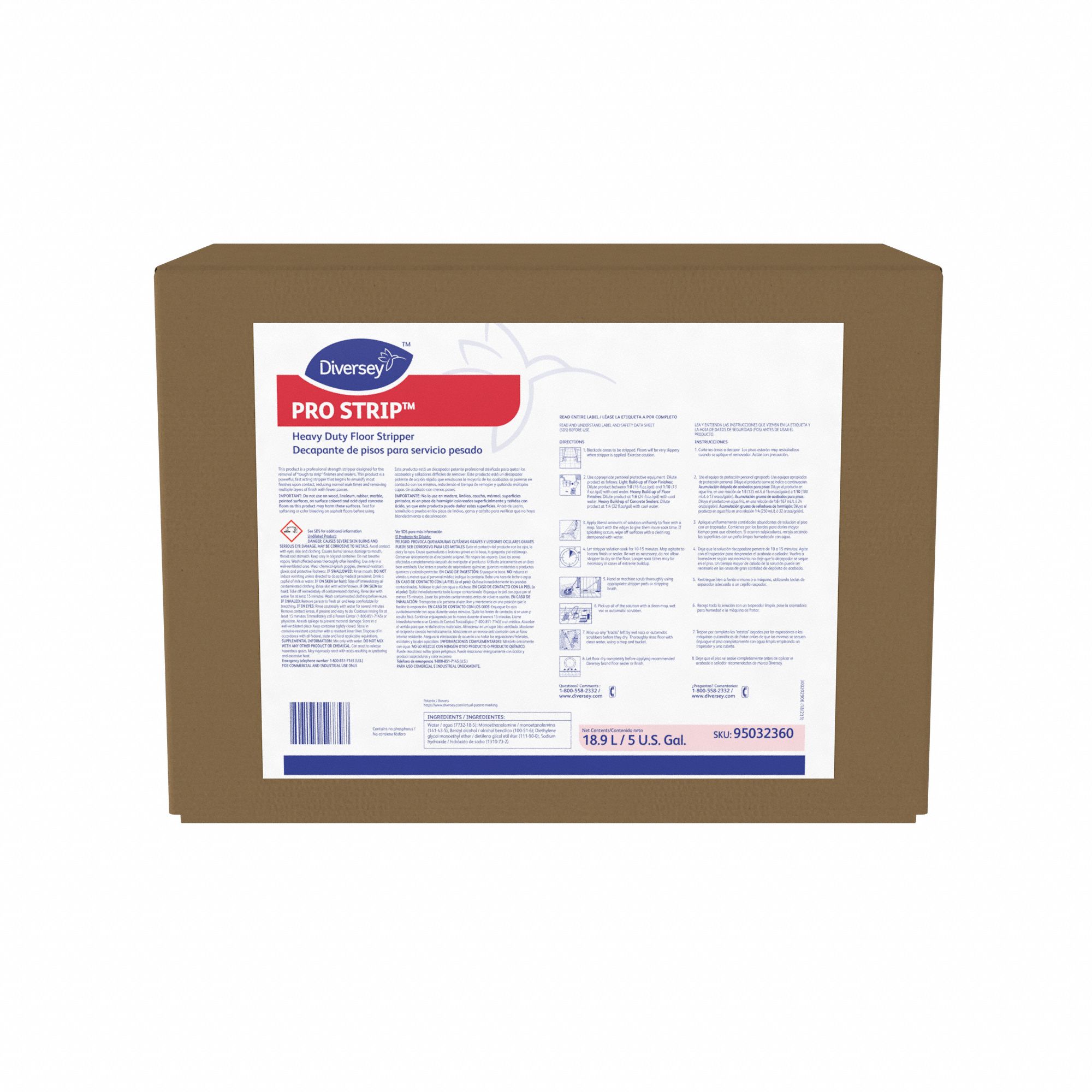 Butyl Free Floor Stripper: Box, 5 gal Container Size, Concentrated, Liquid