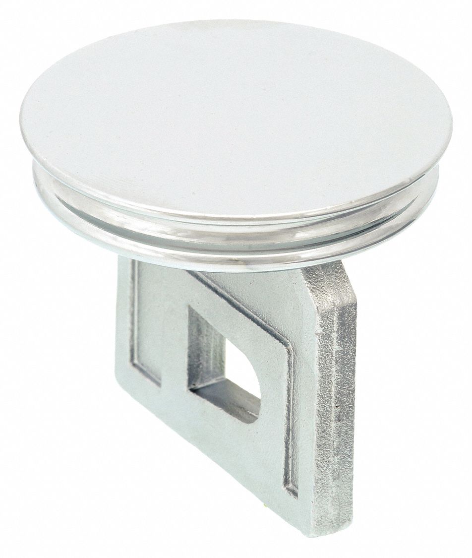 Drain Stopper: 2 1/4 in Overall Dia, Brass, Chrome
