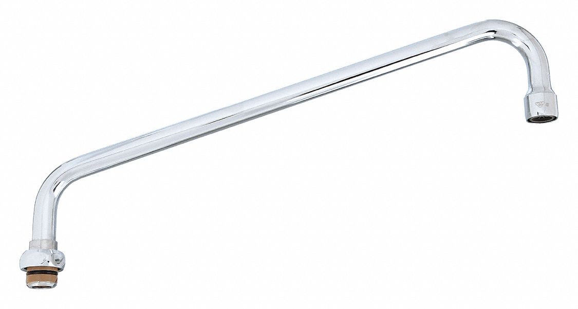 Spout: Spout, Double-Bend, Swivel Spout, Brass, Chrome, 26.3 gpm Flow Rate, Laminar