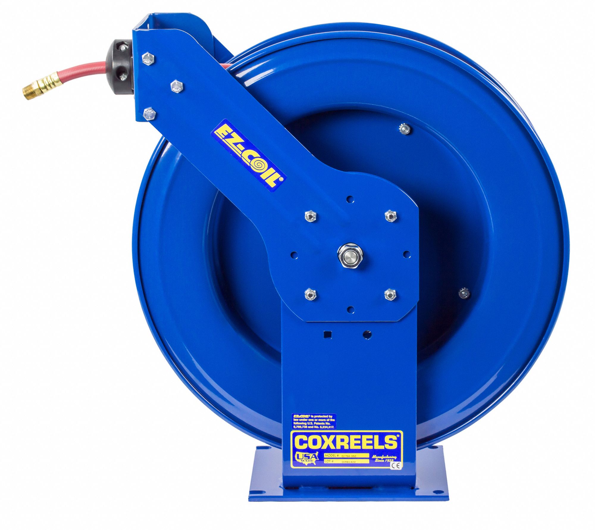 COXREELS Spring Return Hose Reel, Grease, 4,000 psi, Hose Capacity 75 ft (3/8 in I.D.) 29PZ75