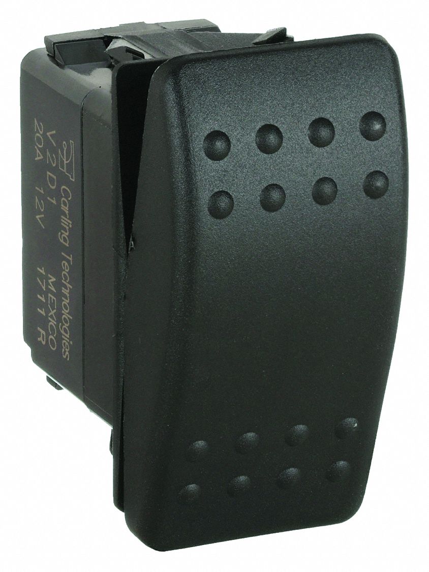 ROCKER SWITCH, SERIES V, 2 POSITIONS, SPST, ON/OFF, ½ HP AT 125 TO 250 V