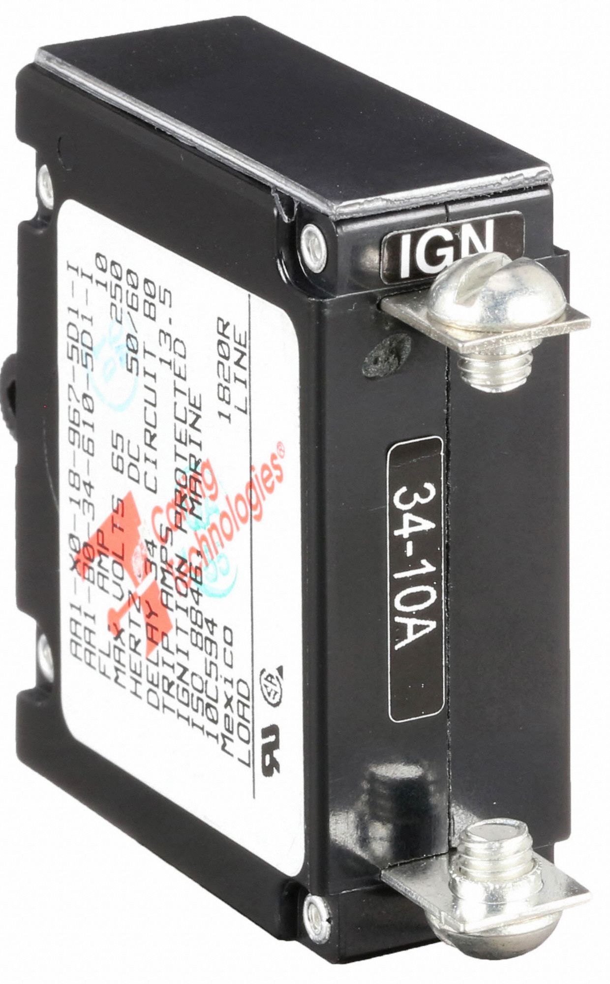 CARLING TECHNOLOGIES Panel Mount Circuit Breaker, Amps 10 A, AC Voltage