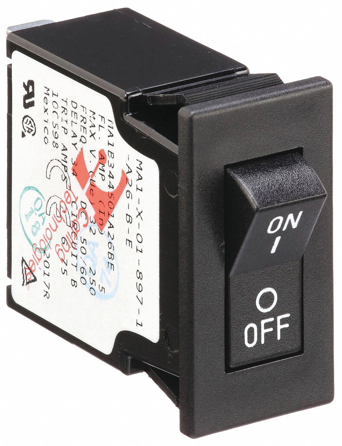 PANEL MOUNT CIRCUIT BREAKER, 10 AMPS, 250V AC, 32V DC, SNAP-IN, 1.9 IN D, ¼ IN TAB