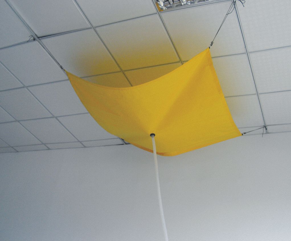 ROOF LEAK DIVERTER, 10 X 10 FT, PVC LAMINATED POLYESTER, YELLOW