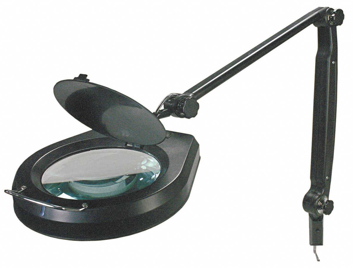 LUMAPRO Round Magnifier Light, LED, 16 in Arm Length, 1.75x, 767 lm Lumens, Black 10C906