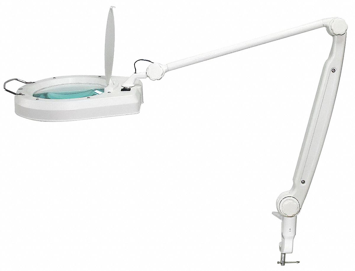 10C907 - LED Oversized Round Magnifier Lamp-WHE