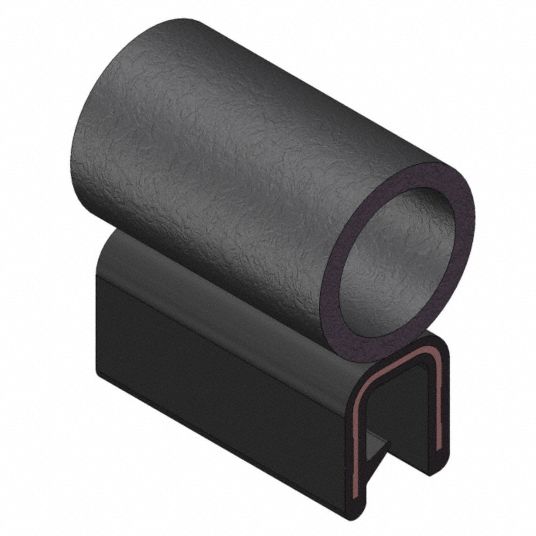 25 ft Rubber Edging, 0.03125 in Groove Width X 37/64 in Groove Depth, 0.2 in Overall Width ...