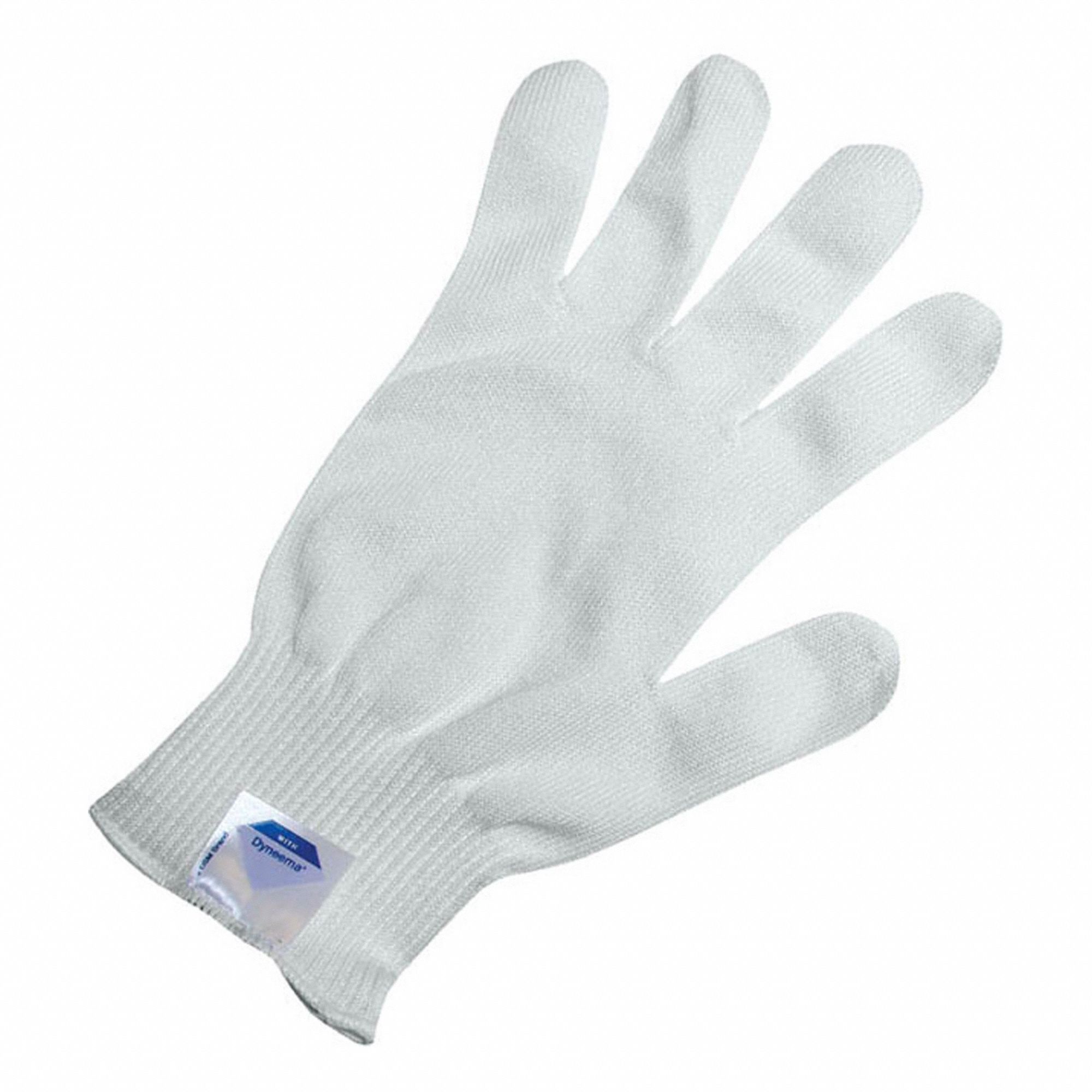 GLOVES, ANSI CUT LVL A5, LARGE, 13 GAUGE, WHITE, DYNEEMA