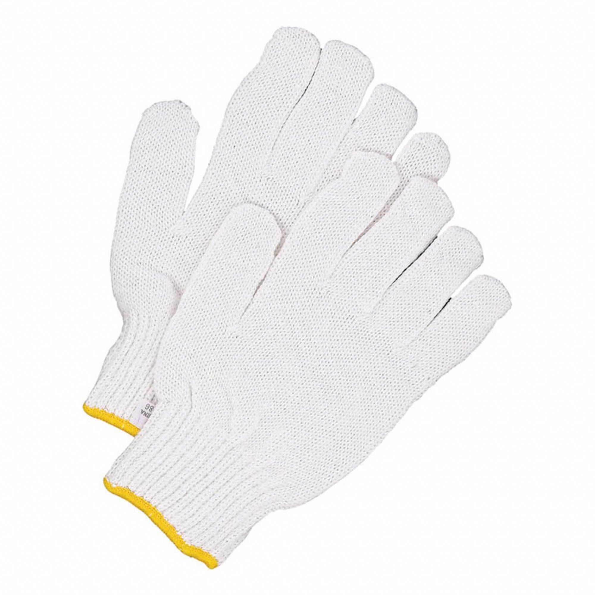 GANTS, S/ COUTURE, TAILLE GRANDE/9/8 1/2PO, BLANC, POLYESTER/COTON