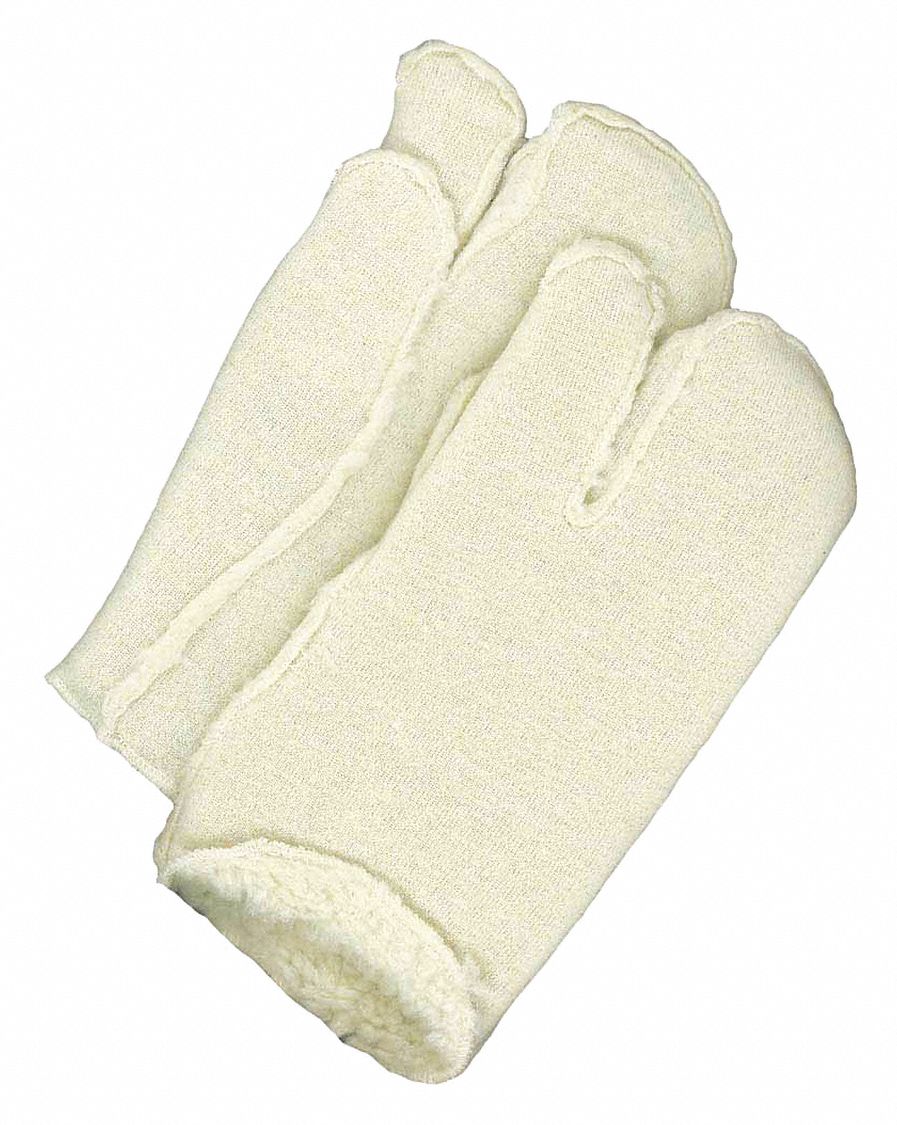 ONE FINGER MITT LINER, SLIP-ON, SIZE LARGE/9/11 IN, BEIGE, ACRYLIC