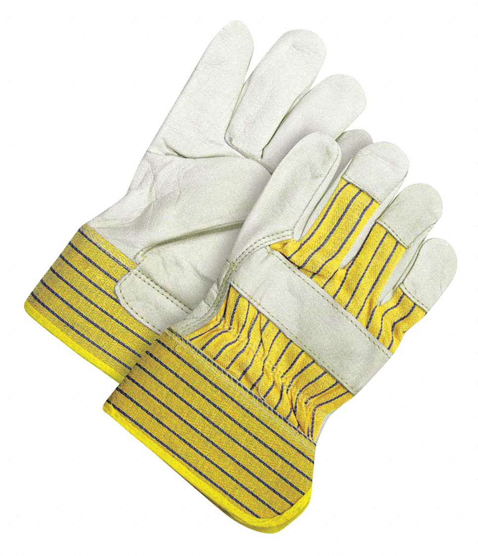 FITTER GLOVES, UNIVERSAL, 2.75 IN RUBBERIZED SAFETY CUFF, BL/YLW, COTTON CANVAS