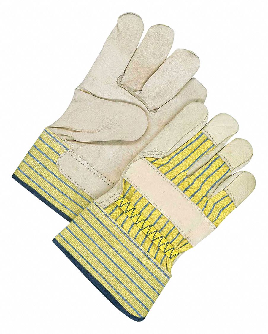GANT SÉCURITÉ, RÉSISTANT AUX COUPURES, POUCE LATÉRAL, TAILLE G/9, GRIS/BLEU/JAUNE, CUIR/COTON, PR