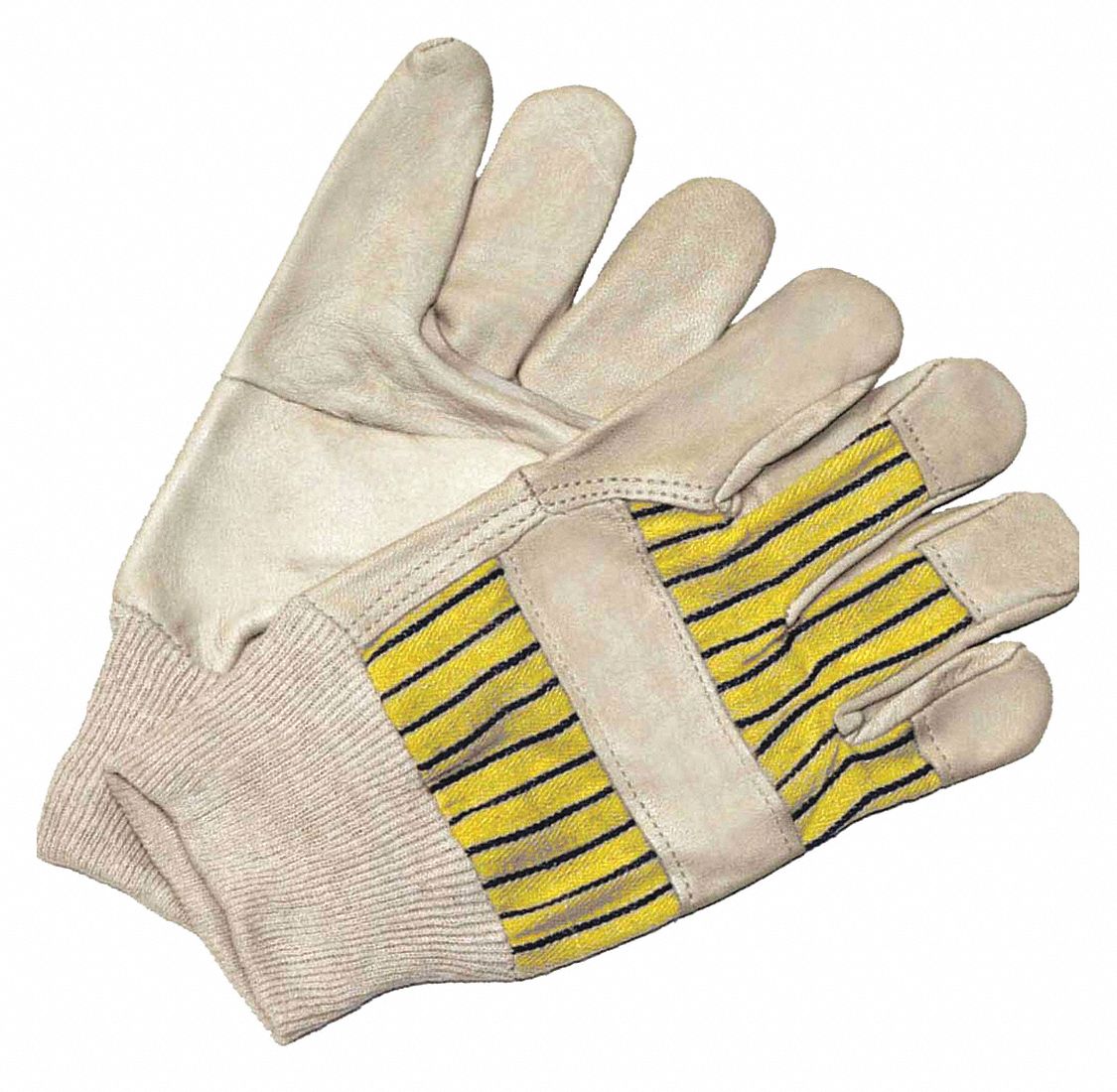 FITTERS GLOVE, KNIT WRIST CUFF, BEIGE/YELLOW/BLACK, COW GRAIN, PR