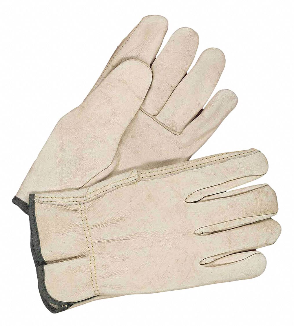 DRIVER GLOVES, FLEECE-LINED/SLIP-ON, SIZE X-LARGE/10 9 3/4 IN, BEIGE, COWHIDE/LEATHER