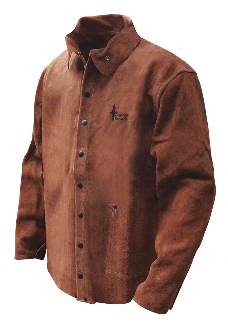 WELDING JACKET, FULL, SIZE 2XL, LEATHER/KEVLAR STITCH